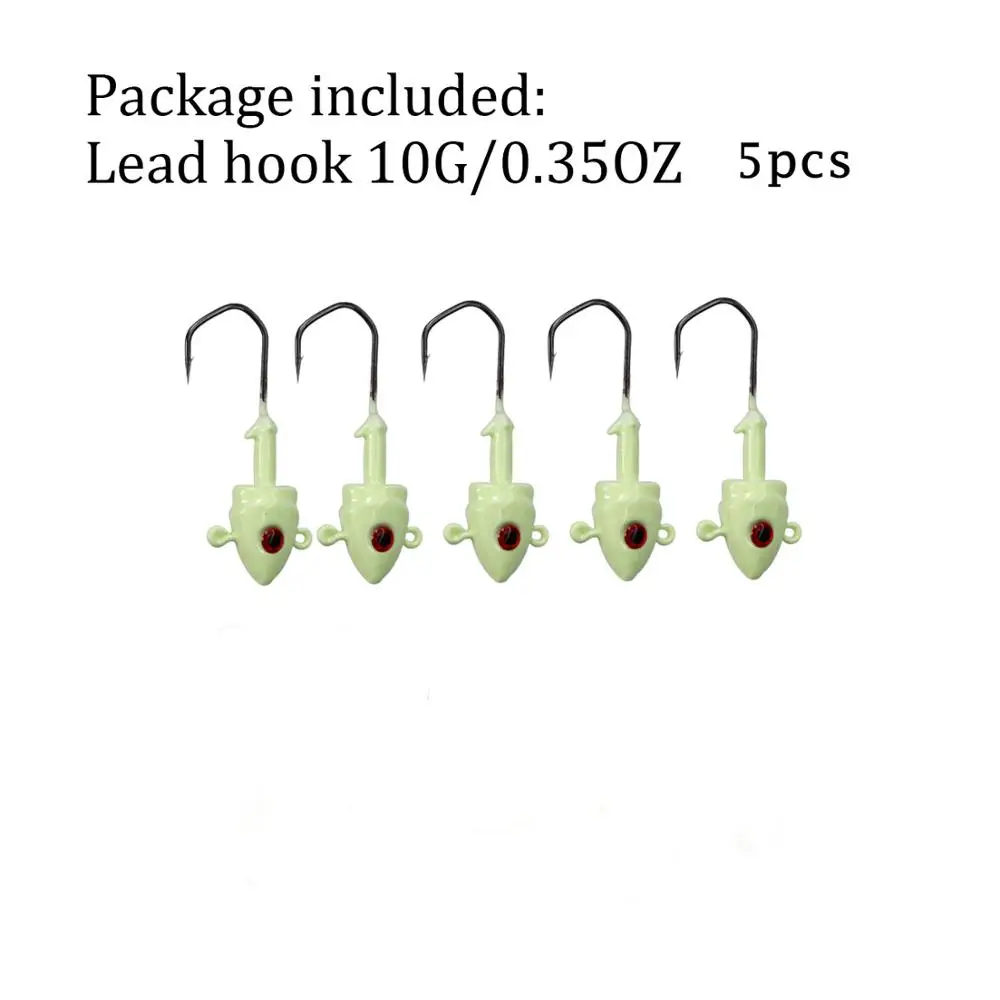 5pcs 10g 5 шт./лот, светящиеся рыболовные джиг-крючки, 7 г, 10 г, 14 г, 20 г, треугольные Барб, светящиеся приманки, Свинцовые джиг-головки, рыболовные снасти, крючок - Цвет: 5pcs 10g