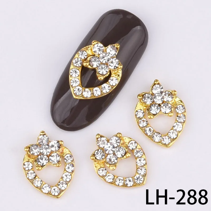 LH-288 10 шт украшения для ногтей рыба в форме сердца ладонь Золото Серебро сплав Маникюр Кристалл Стразы для 3D украшение для ногтей LH286-297 - Цвет: LH-288