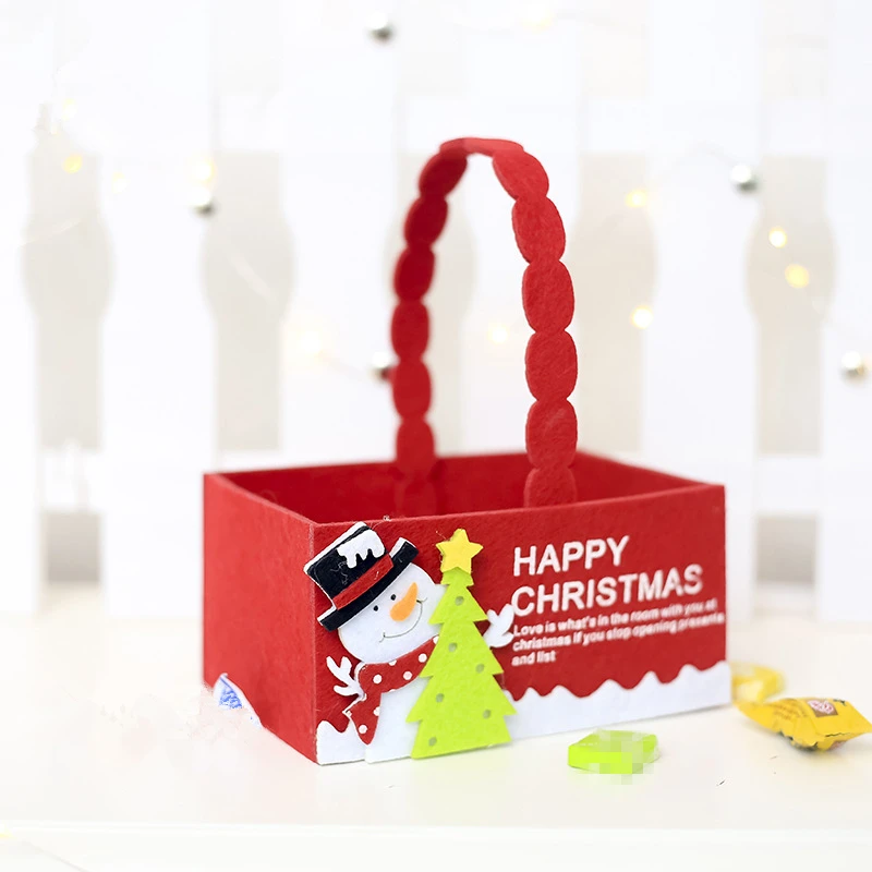 square snowman Рождественская фетровая многоразовая Подарочная сумка для конфет, Рождественское украшение для дома, Новогодняя упаковка, украшения для рождественской вечеринки, детский подарок для девочки - Цвет: square snowman
