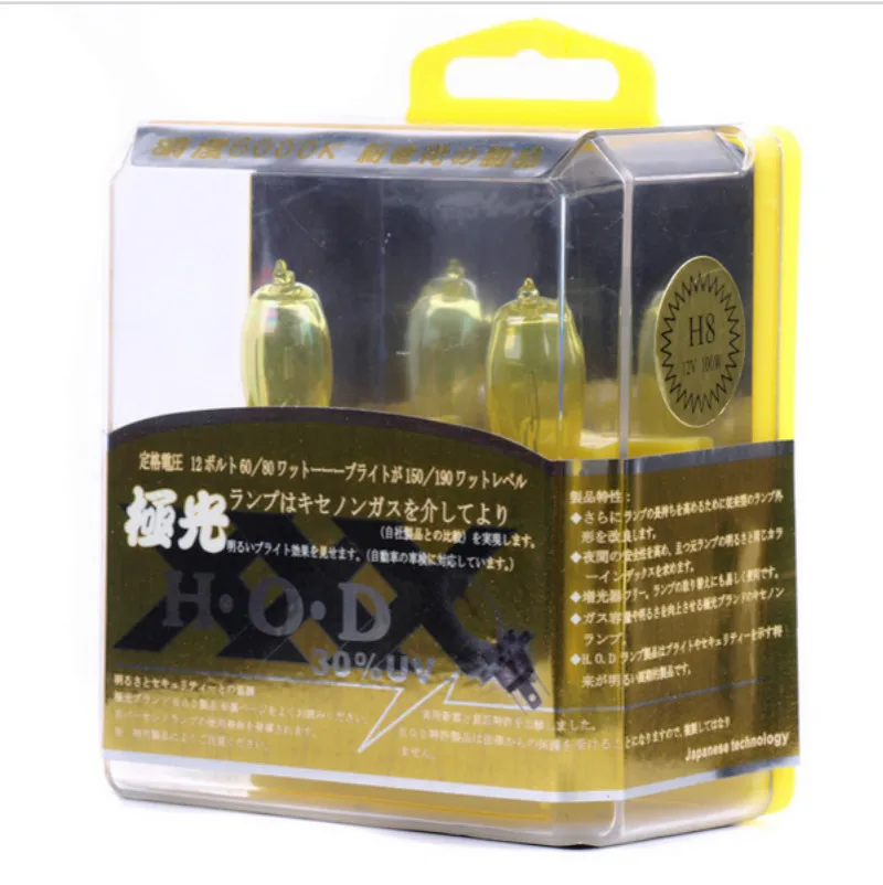 

2Pcs HOD H8 12V 100W 3000K Yellow Automobile HOD Xenon Head Light Fog Light Bulb Auto Car HeadLight Bulbs Fog Light Lamp
