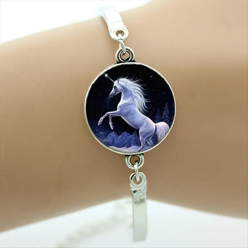 TAFREE бренд Единорог Искусство браслет стеклянный купол любовь лошадь шармы