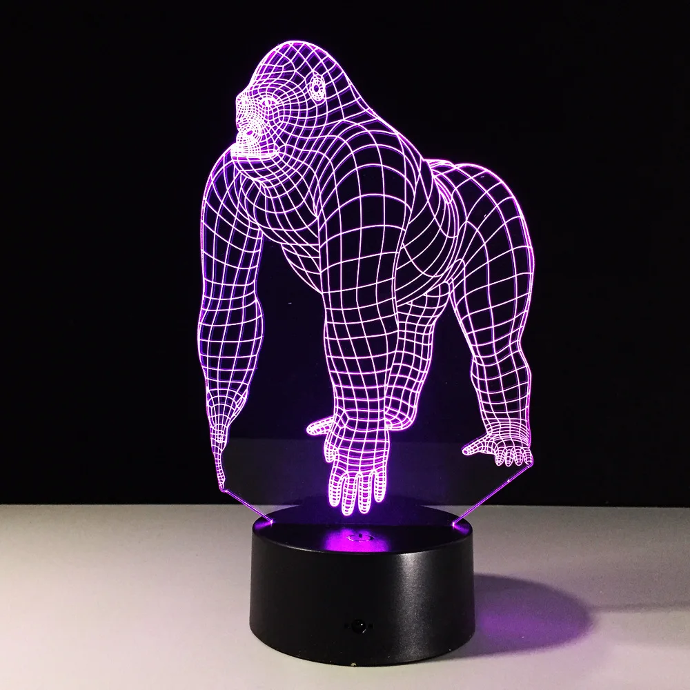 

Creative Orangutan 3D USB LED Lamp Optical 7 Colors Changing Mood Illusion USB Night Light For Home Decor