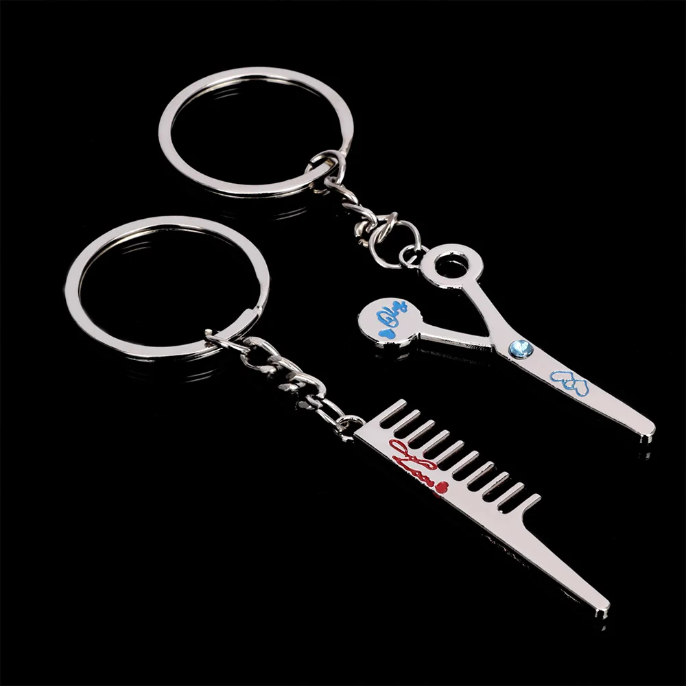 2pcs Scissors and Comb Key Ring Car Keyfob Couples Romantic Keychain Lover Gift Interior Accessories | Автомобили и мотоциклы