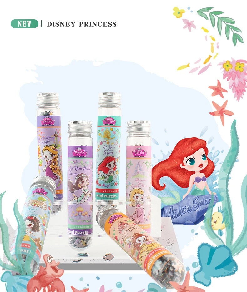Disney Princess 150 шт Мини-пазл модная трубка головоломка Минимальная простая головоломка