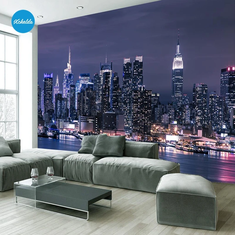 XCHELDA пользовательские 3D обои Дизайн NY night view фотообои Кухня Спальня Гостиная