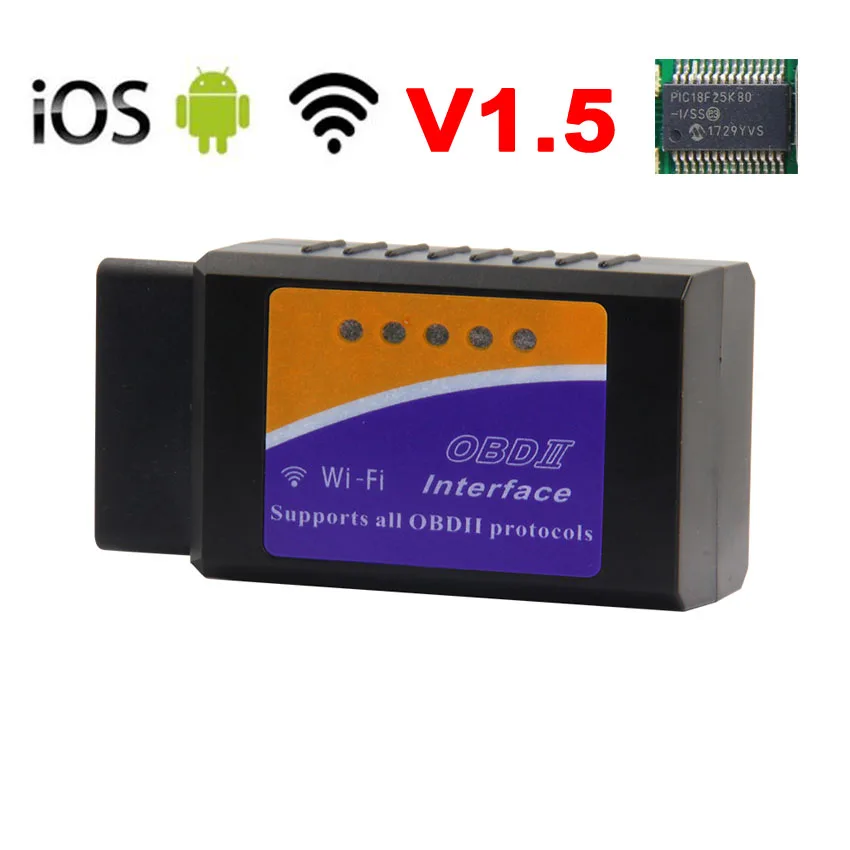 WIFI ELM327 V1.5 wifi Bluetooth USB PIC18F25K80 чип OBD OBD2 диагностический считыватель кода сканер ELM 327 V1.5 OBD2 для Android/IOS/PC - Цвет: WIFI