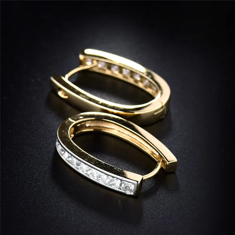 Женская большая серьга кольцо BUDONG серебряное/золотое с кристаллами из