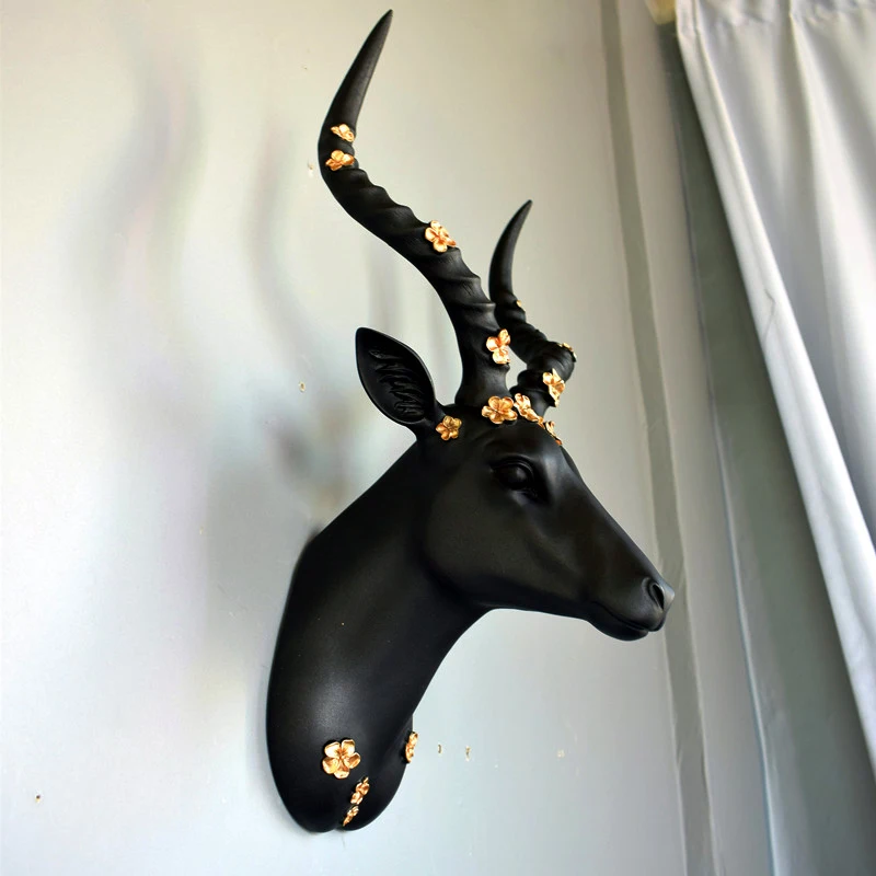 deer statue 3 3D голова оленя статуя украшение для дома аксессуары животное абстрактная скульптура настенный Декор статуя лося Гостиная Фреска Искусство ремесло - Цвет: deer statue 3