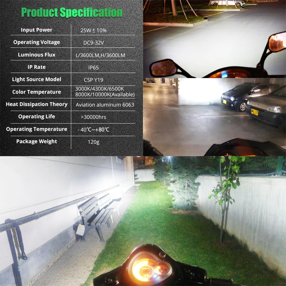 Лампа светодиодсветодиодный для мотоцикла 25 Вт с чипом CSP Y19| |