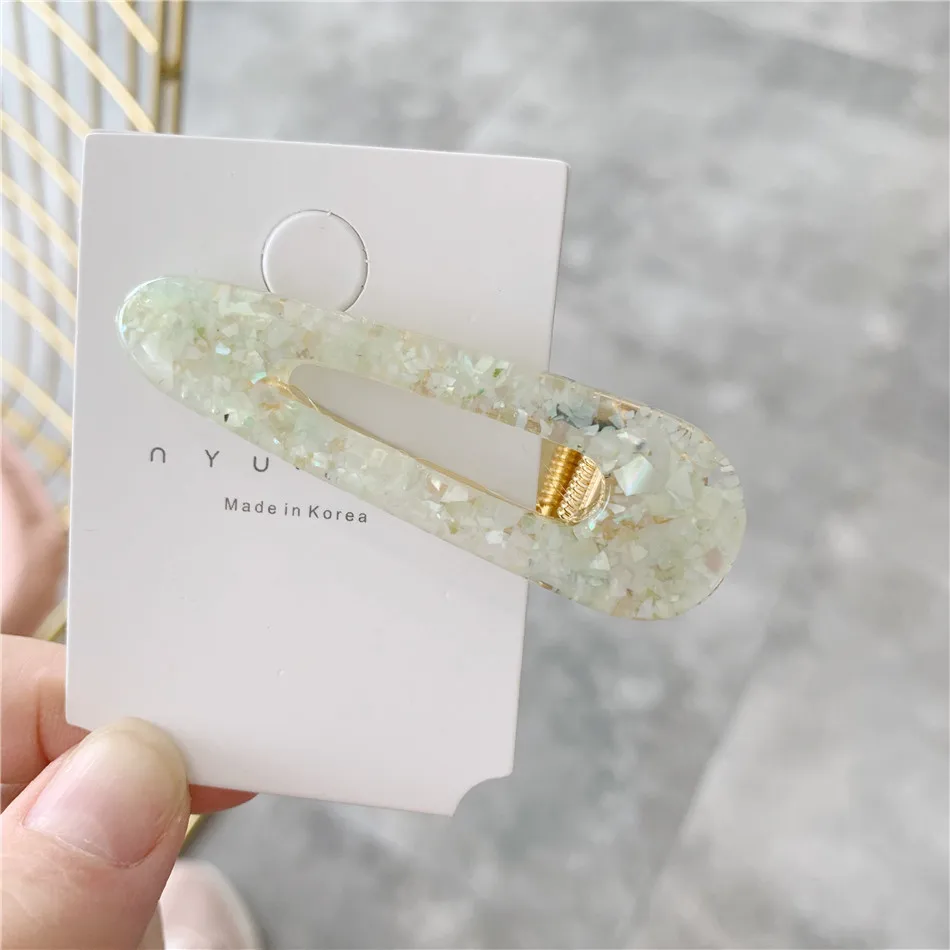 Water Green Новинка, женские шпильки, акриловые полые, прямоугольные, капля воды, заколки для волос, геометрические, жестяная фольга, блестки для волос, шпильки, ювелирные Заколки - Окраска металла: Water Green