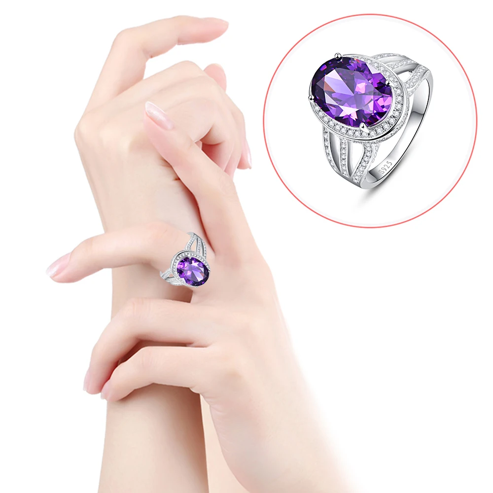 Jrose распродажа хит продаж 10.2ct фиолетовое кольцо твердое 100% Стерлинговое Серебро