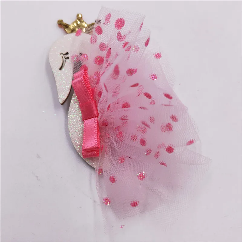 pink 11x6,5 см, 6 шт./лот, разноцветные кавайные Аппликации в форме лебедя для повязки на голову, мягкие аппликации для рукоделия, украшения - Цвет: pink