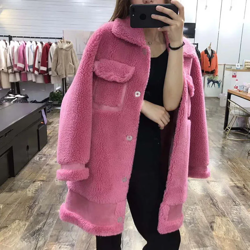 Высокое качество abrigos mujer 70% куртка из натурального шерстяного меха искусственная кожа Праздничная женская одежда зимняя парка овечий мех длинная корейский стиль
