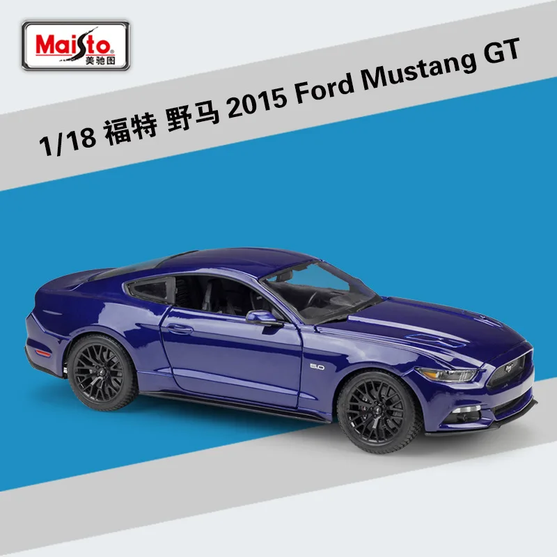 blue 1:18 Maisto Ford Mustang GT матовый черный/оранжевый/желтый/синий/красный литой модельный автомобиль - Цвет: blue