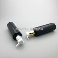 beauty mission 250ml 24pcslot black empty pet bottle with goldsilver aluminum pump for lotionshampoomoisturizer container