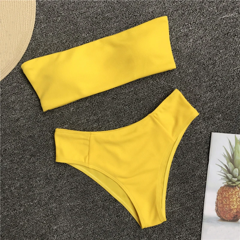 Мини микро купальник желтый танкини дерзкий Бикини Низ maillot femme пляжная одежда мягкий синий бикини без бретелек купальник комплект