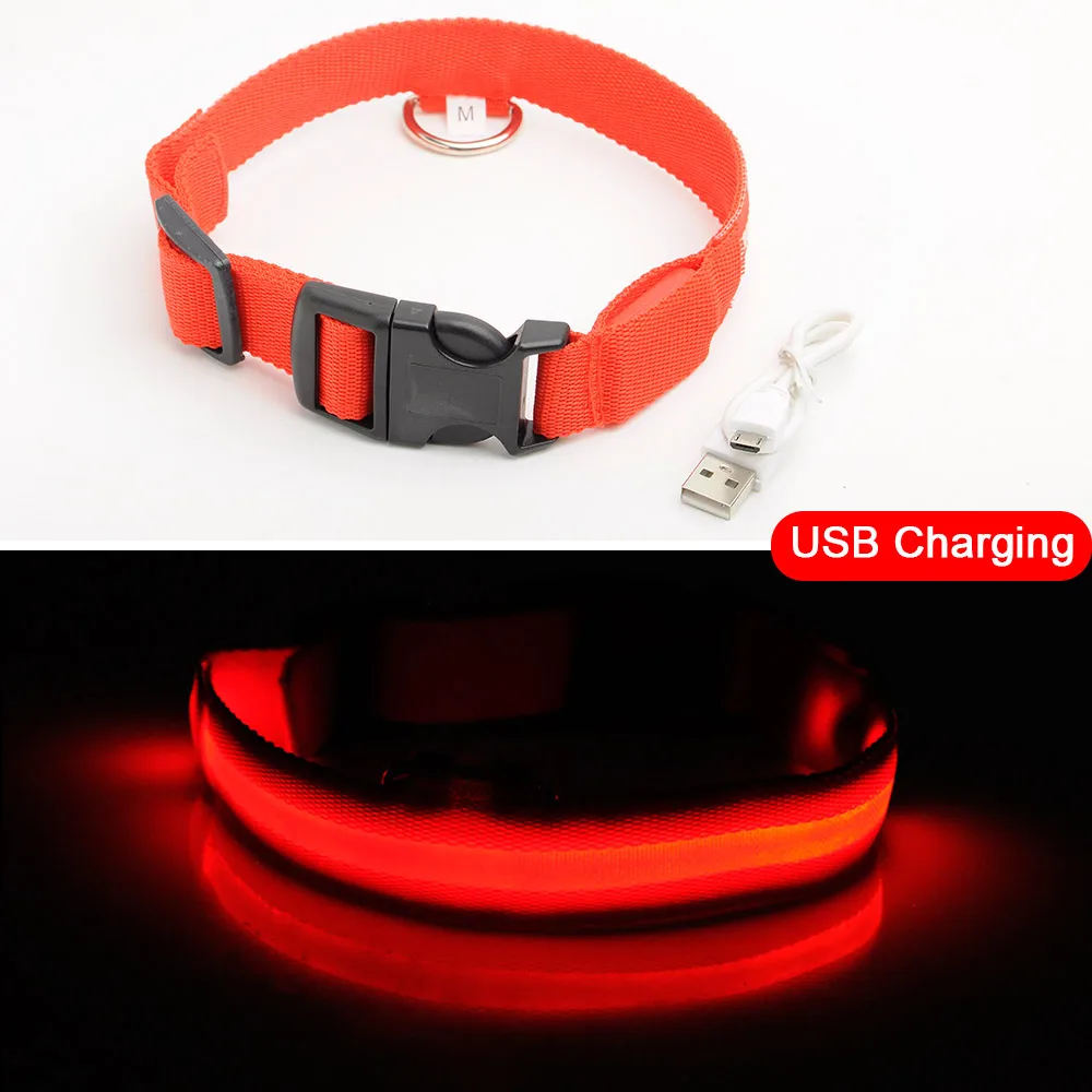 Red USB Charging Зарядка через usb светодиодный ошейник для собак, функция "антипотеря/Избегайте автомобильной аварии, ошейник для собак, щенков, ошейник LED снабжение товары для домашних животных - Цвет: Red USB Charging