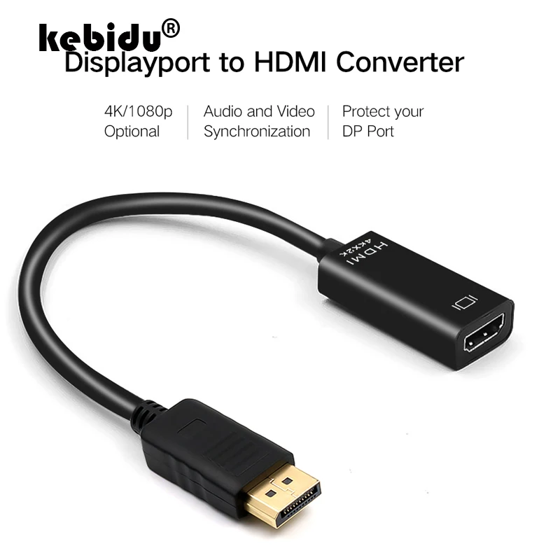 Кабель преобразователь kebidu 4K x 2K DP в HDMI 1080P для портов дисплея конвертер проектора