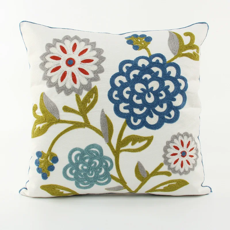Чехол для подушки с вышивкой цветов и растений | Дом сад