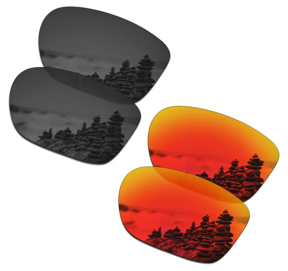 

SmartVLT 2 Pairs Polarized Sunglasses Replacement Lenses for Oakley Crossrange Stealth Black and Fire Red