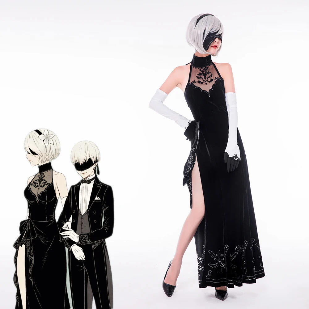 Чонсам из игры NieR Automata 2B 9S CP вечернее платье Униформа с палочкой костюм для
