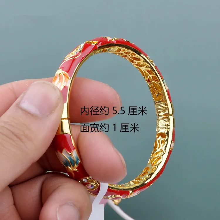 Cloisonne bracelet Double crystal female national wind GP jewelry gift 1PCS | Bangles