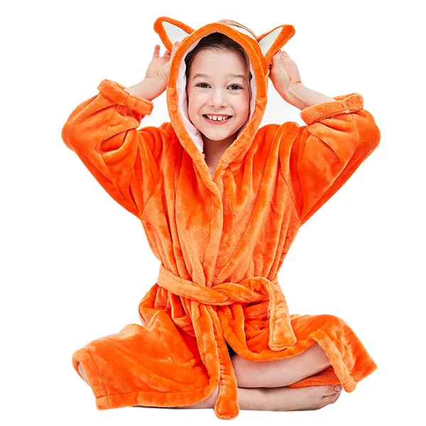 Orange MICHLEY/банные халаты для детей, восхитительные детские полотенца с капюшоном для маленьких девочек, Roupao, 6 видов банных халатов с животными, пляжная одежда для купания, пижамы для мальчиков - Цвет: Orange