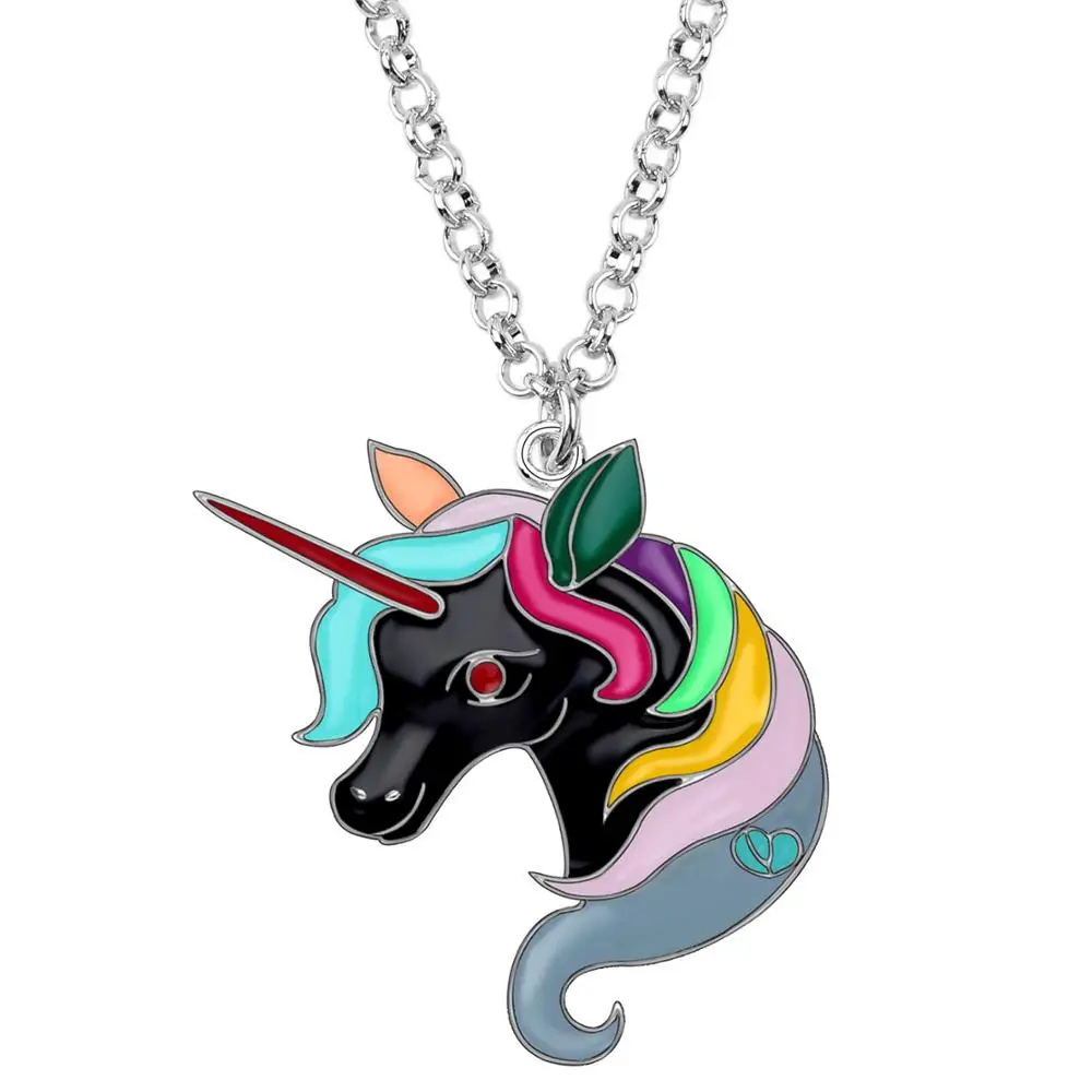 Романтичное ожерелье с единорогами WEVENI эмалированное подвеской в виде животных