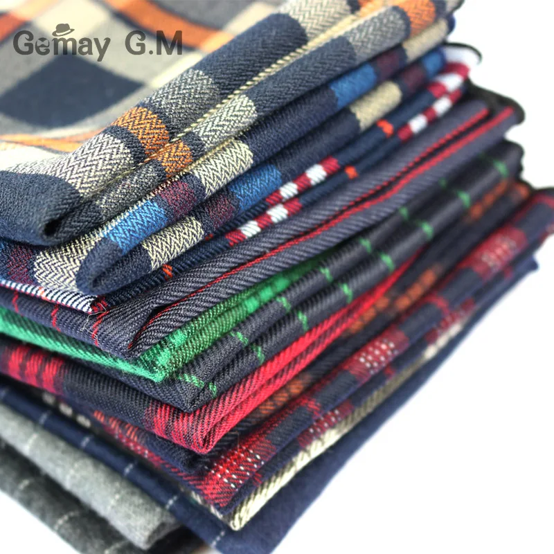 High Quality Cotton Mens Pocket Square Adult Plaid Hankerchief Scarves Vintage Hankies Men's Hanky Square Handkerchiefs