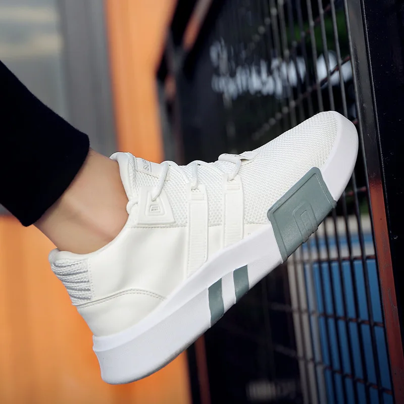 New Sneakers Men Lace-up Casual Shoes Breathable Mesh Adult Male Tenis Footwear Soft Platform Trend White Shock Cushion Light | Обувь