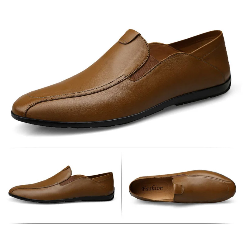 Men's Loafers Comfy Drivings Shoes Soft Genuine Leather Moccasins Slip-on Casual Men Flats Luxury Fashion Plus Large Size | Обувь
