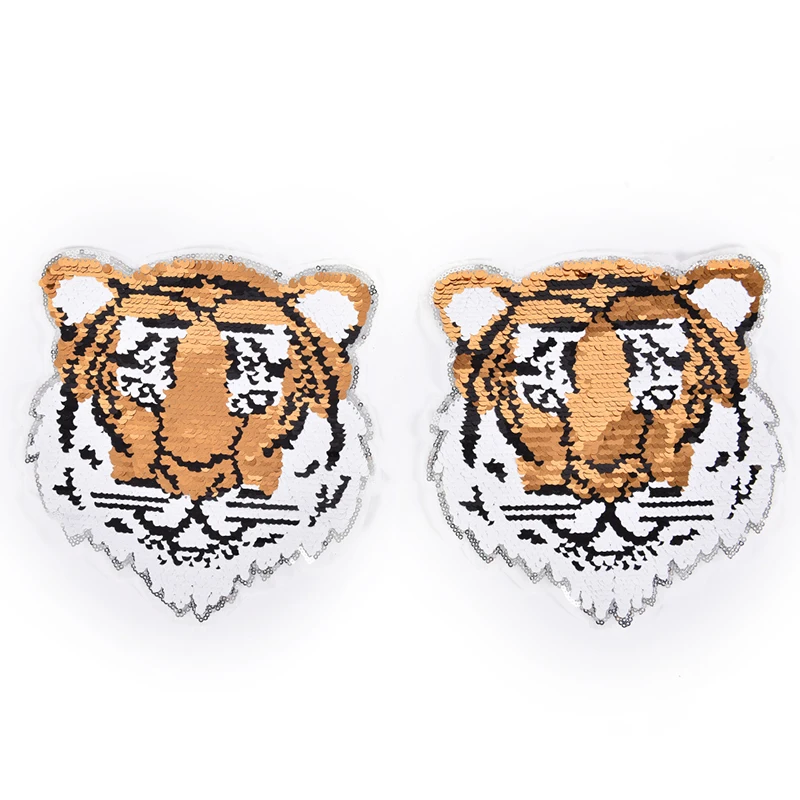 1 нашивка с пайетками двусторонняя тигровыми блестками для одежды сделай сам