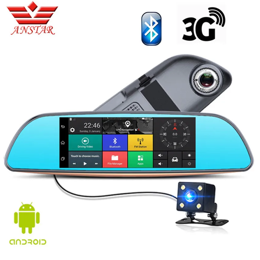 Автомобильный видеорегистратор ANSTAR 3G/Wifi Android камера с двумя объективами FHD 1080P