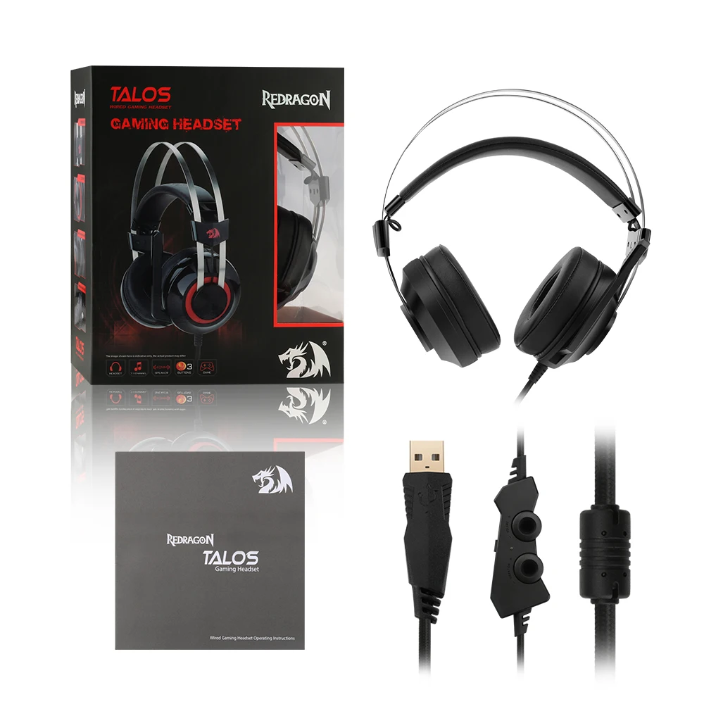 Игровая гарнитура Redragon TALOS H601 GAMER 7,1 USB PC PS4 Surround PRO проводная компьютерная гарнитура наушники с микрофоном