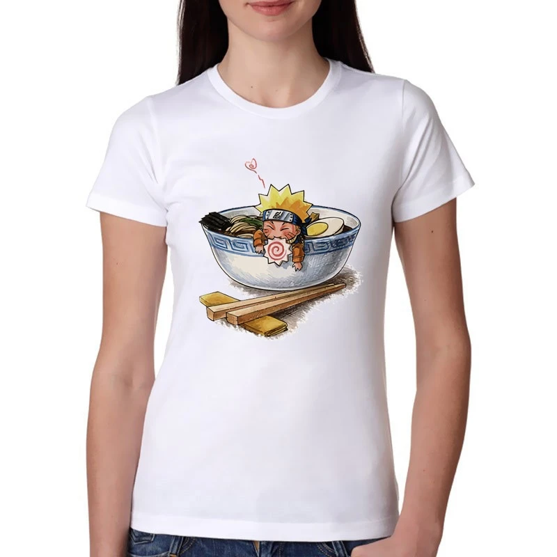 Naruto Love Ramen женская футболка с принтом, короткий рукав, новинка, винтажные женские топы, забавные повседневные футболки для девочек