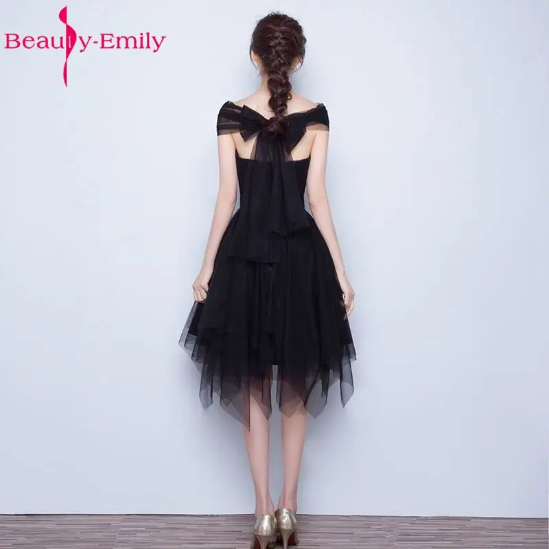 Платья для вечеринок Beauty Emily черные короткие платья до колена из тюля с открытой