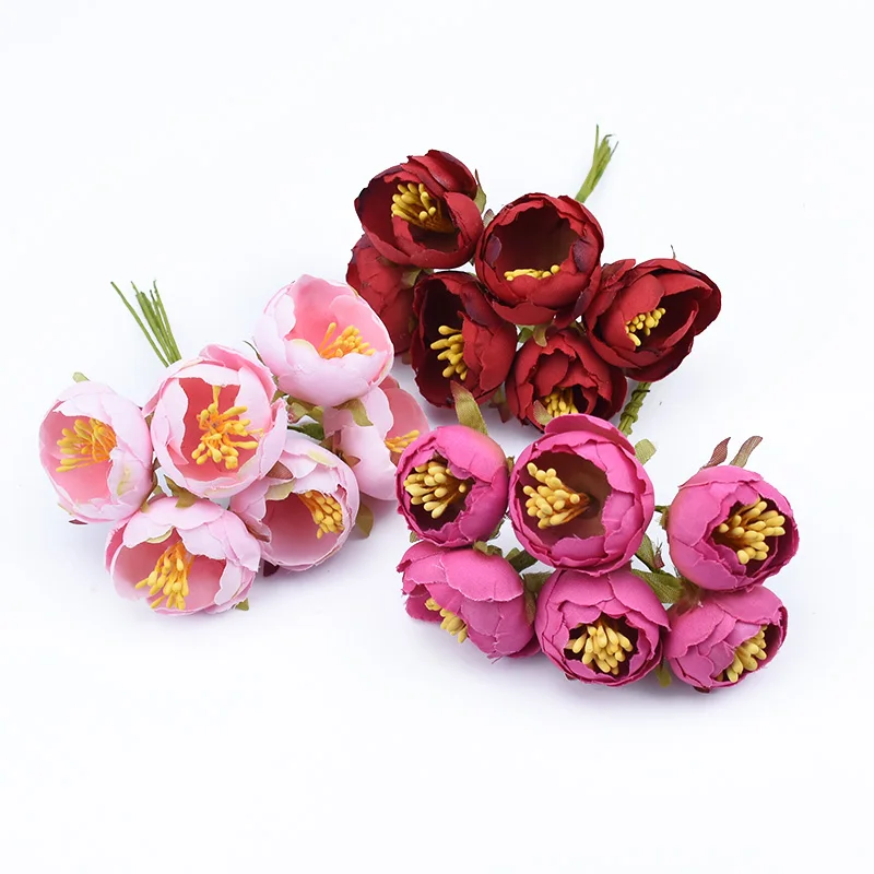 6 шт. Скрапбукинг stamen декоративные цветы венки розы DIY Подарочная коробка