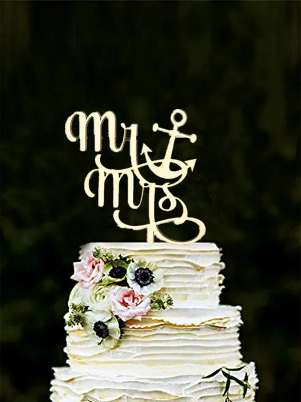 Пляжная тема свадебный торт Топпер Mr & Mrs с Якорной формой аксессуар для