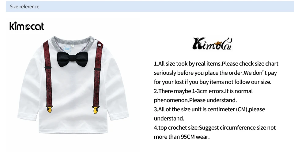 Kimocat Spring And Autumn Baby Boy Clothes Gentleman Tie Collar Handsome Cotton Baby Shirt Lucky Child Baby Boy T-Shirt