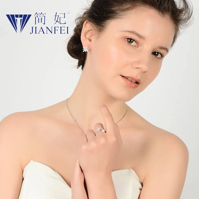 Pearl Starfish 925 sterling silver ring Open loop for Women Girls Jewelry Adjustable Size Finger Ring 6 | Украшения и аксессуары