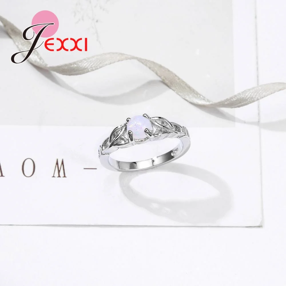 Geometry Round Cut Rainbow Opal Pure 925 Sterling Silver Women Band Rings Vintage Wedding Jewelry Accessories Wholesale | Украшения и