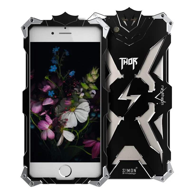 Black Zimon роскошный сверхмощный бронированный Телефон чехол для iPhone 6 6 S Plus алюминиевая металлическая рамка Противоударный задняя крышка для iPhone 6 7 8 Funda - Цвет: Black