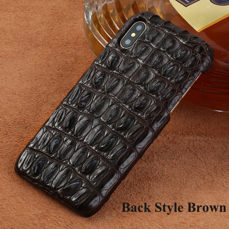 brown Натуральная крокодиловая кожа чехол для телефона для iphone XR 11 11 Pro Max X XS Max чехол для iphone 7 8 6 Plus 6S 5 se роскошный Marvel - Цвет: brown
