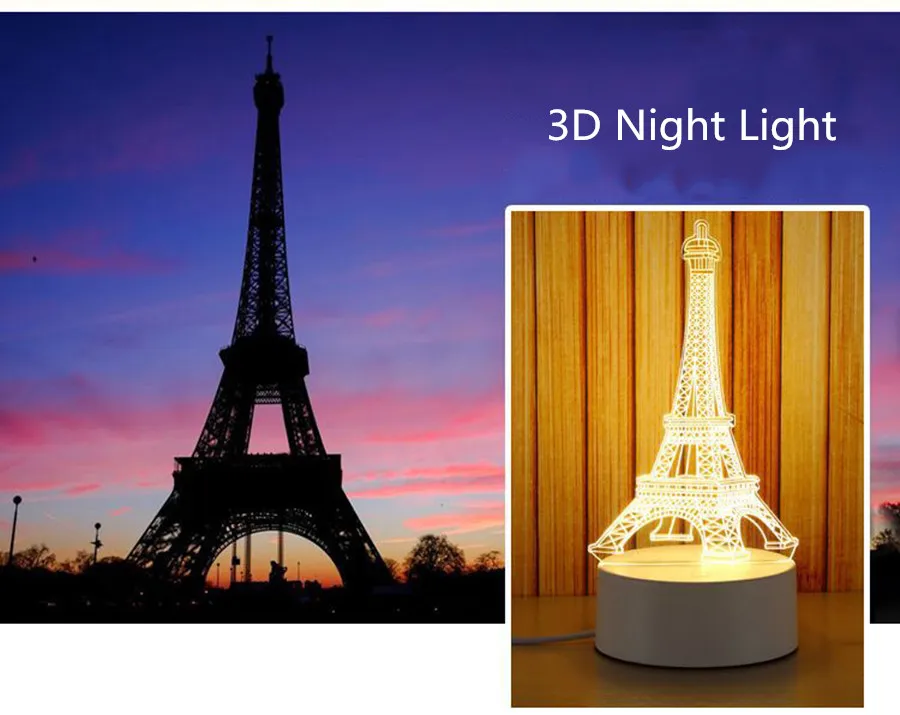 Luminaria подарки Декор Новинка USB сенсорный выключатель Led 3D ночные светильники
