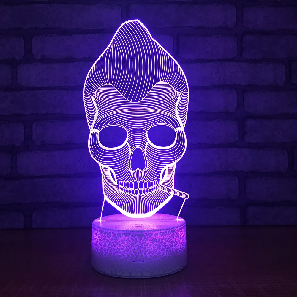 Crake White Base Monkey Skeleton Skull 7 Colors Burst Led Night Lamp for Kids Touch USB Table Baby Sleeping Nightlight Drop Ship | Освещение