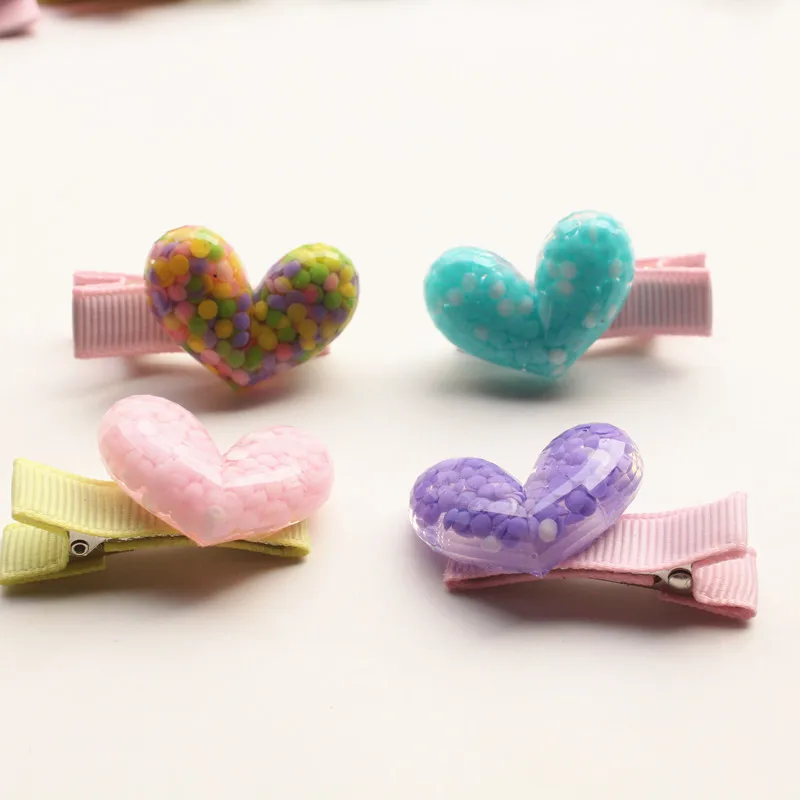 

Girls Novelty Hairpins 4pairs/lot Plastic Love Heart Cute Kids Hair Clips Children Hairpin Good quality Headwear