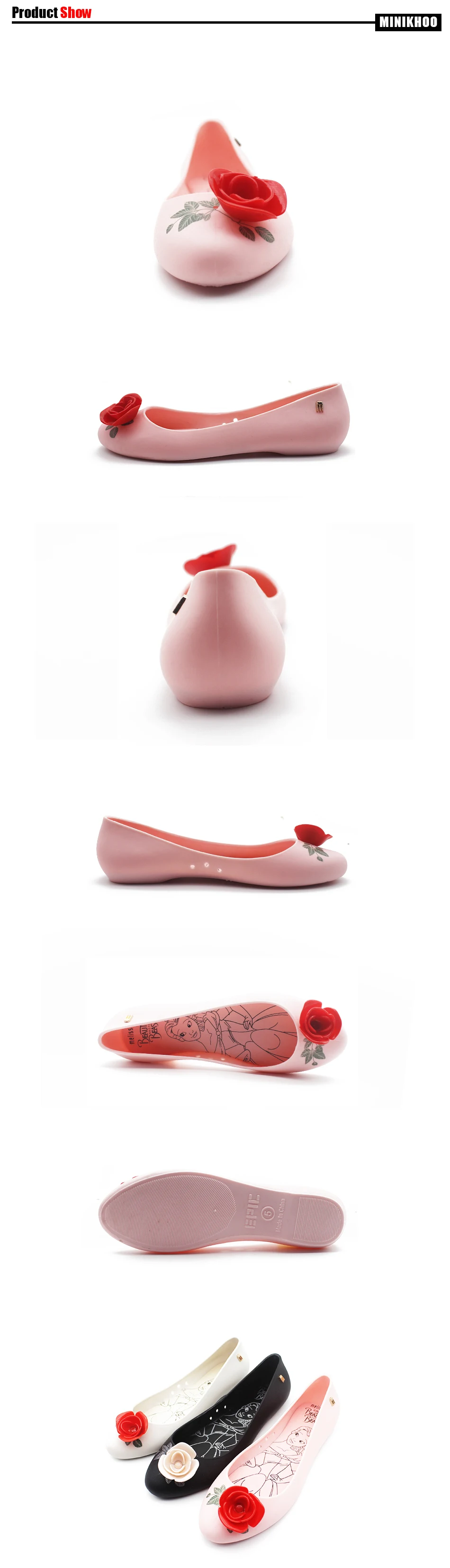 Mini Melissa/оригинальные красивые красные розы цветы женские прозрачные сандалии г. женские босоножки Мелисса на мягкой подошве