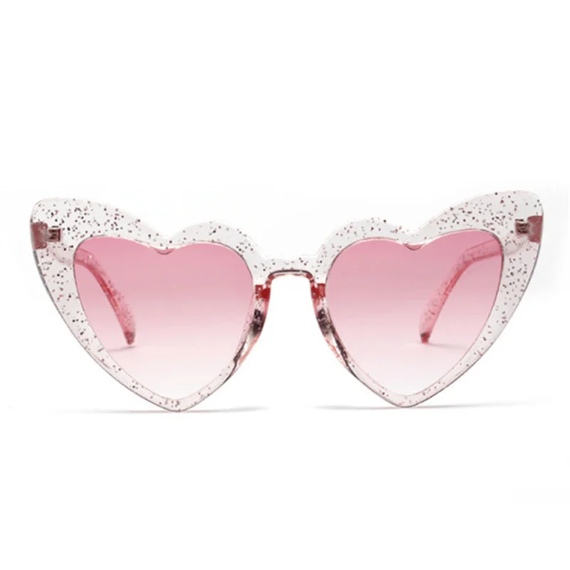 Flash Pink YOOSKE Love Heart Солнцезащитные очки женские милые сексуальные женские ретро солнцезащитные очки «кошачий глаз» винтажные 90s розовые очки красные очки flash - Цвет линз: Flash Pink