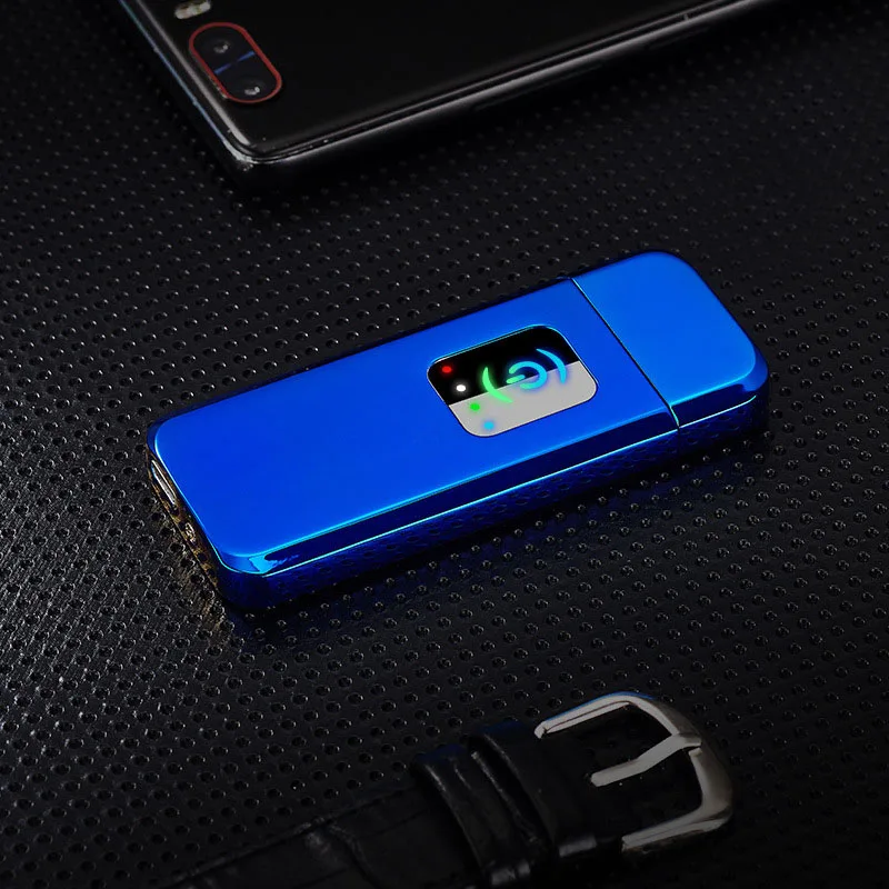 HT-712 металлическая ветрозащитная зарядка USB lcd Индукционная Зажигалка