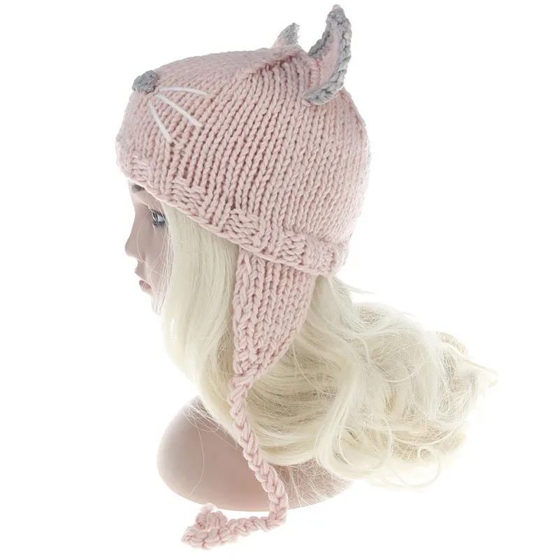 Кошачьи уши очаровательные зимние шапки для детей 2018 детские шерсть вязаная